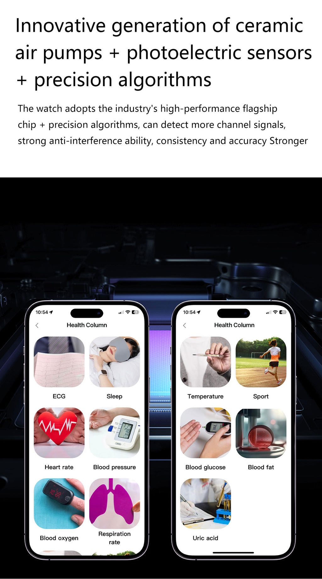 New smartwatch S26 Air pump+airbag true blood pressure accurate test,Bluetooth call,ECG electrocardiogram,blood sugar, uric acid, blood lipid, body temperature, blood oxygen, sleep monitoring, breathing training ECG NFC SOS