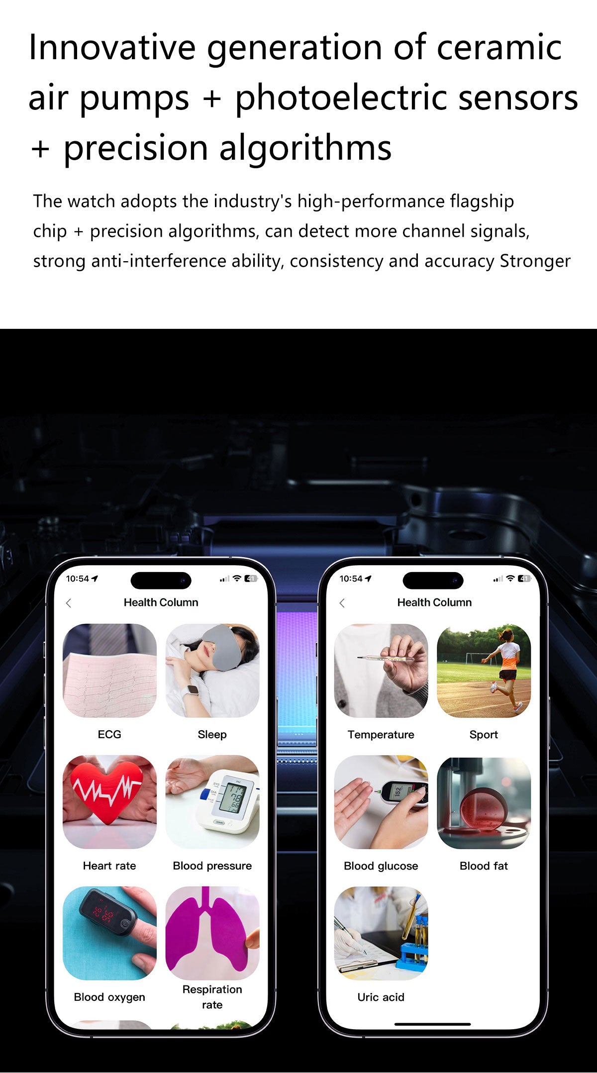 New smartwatch S26 Air pump+airbag true blood pressure accurate test,Bluetooth call,ECG electrocardiogram,blood sugar, uric acid, blood lipid, body temperature, blood oxygen, sleep monitoring, breathing training ECG NFC SOS