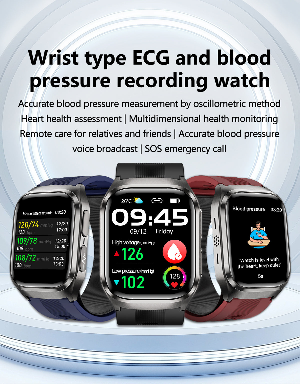New smartwatch S17 airbag blood pressure monitoring NFC SOS ECG electrocardiogram Sport, blood sugar, uric acid, blood lipid, body temperature, blood oxygen, sleep monitoring, breathing training Lover gift