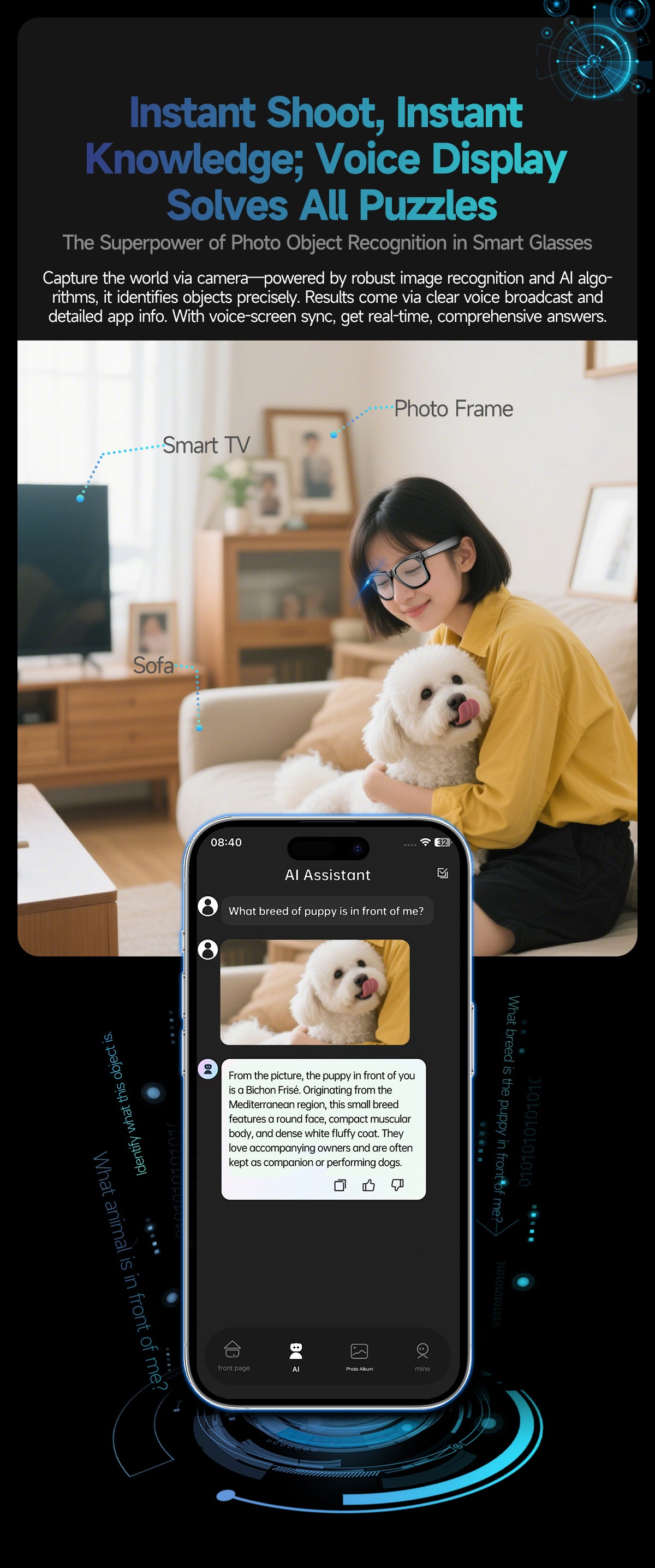Smart glasses Photography glasses W610 AI translation 8 million pixels Wi-Fi slide-to-touch New Fashion Arrivals.