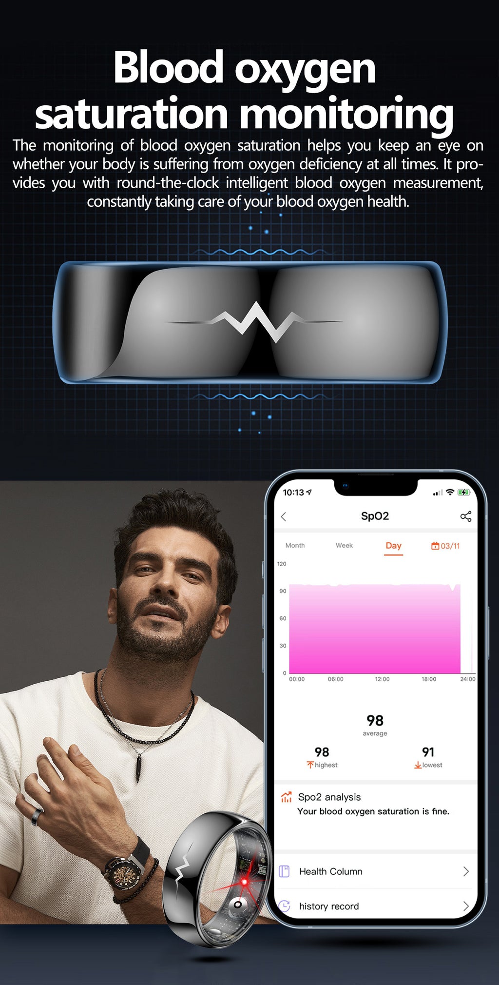 New samrt ring Q520 lover's gift ceramic material heart rate sleep blood sugar exercise monitoring hot sale！