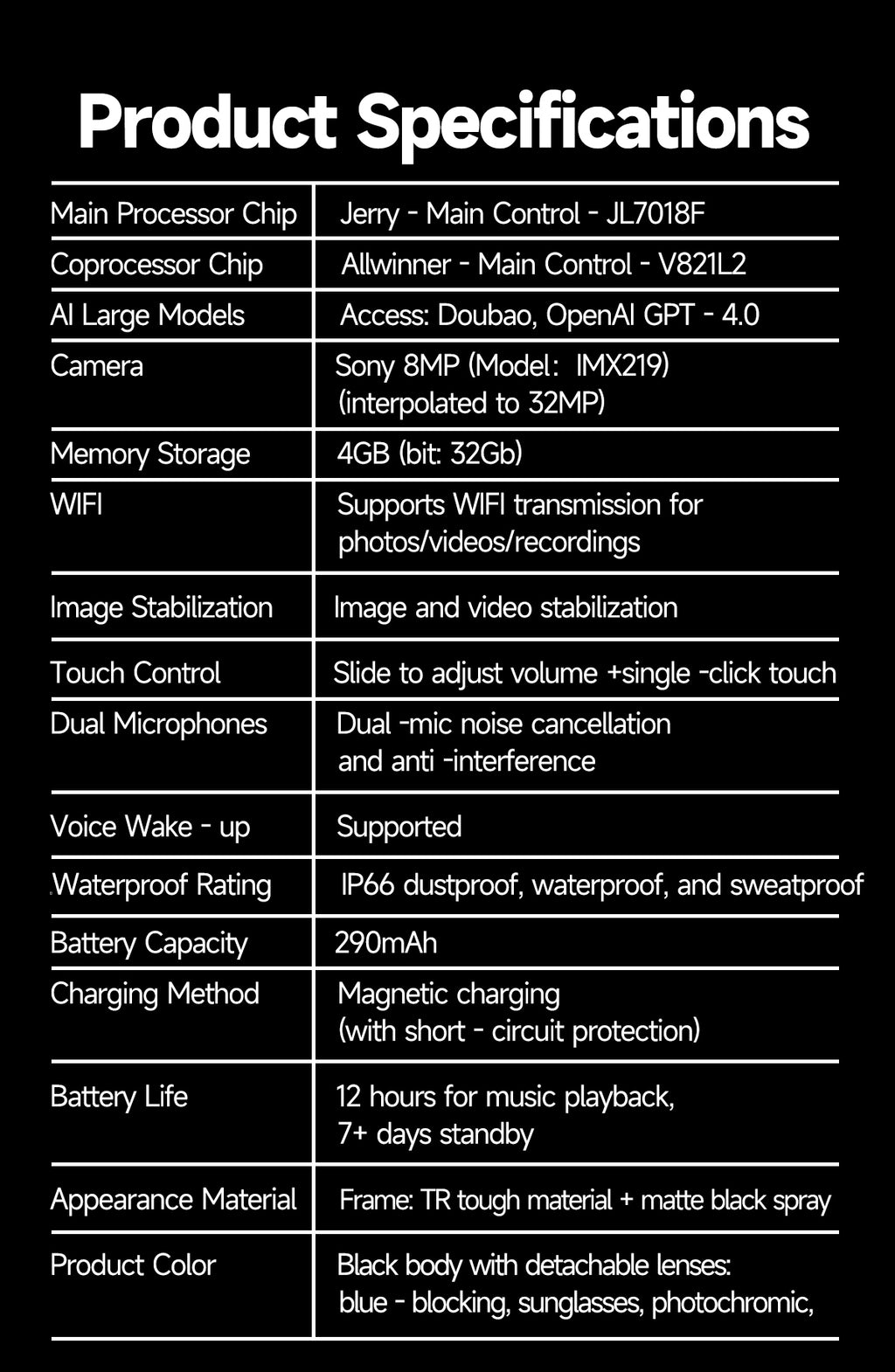 Smart glasses Photography glasses W630 AI translation Wi-Fi slide-to-touch New Fashion Arrivals.