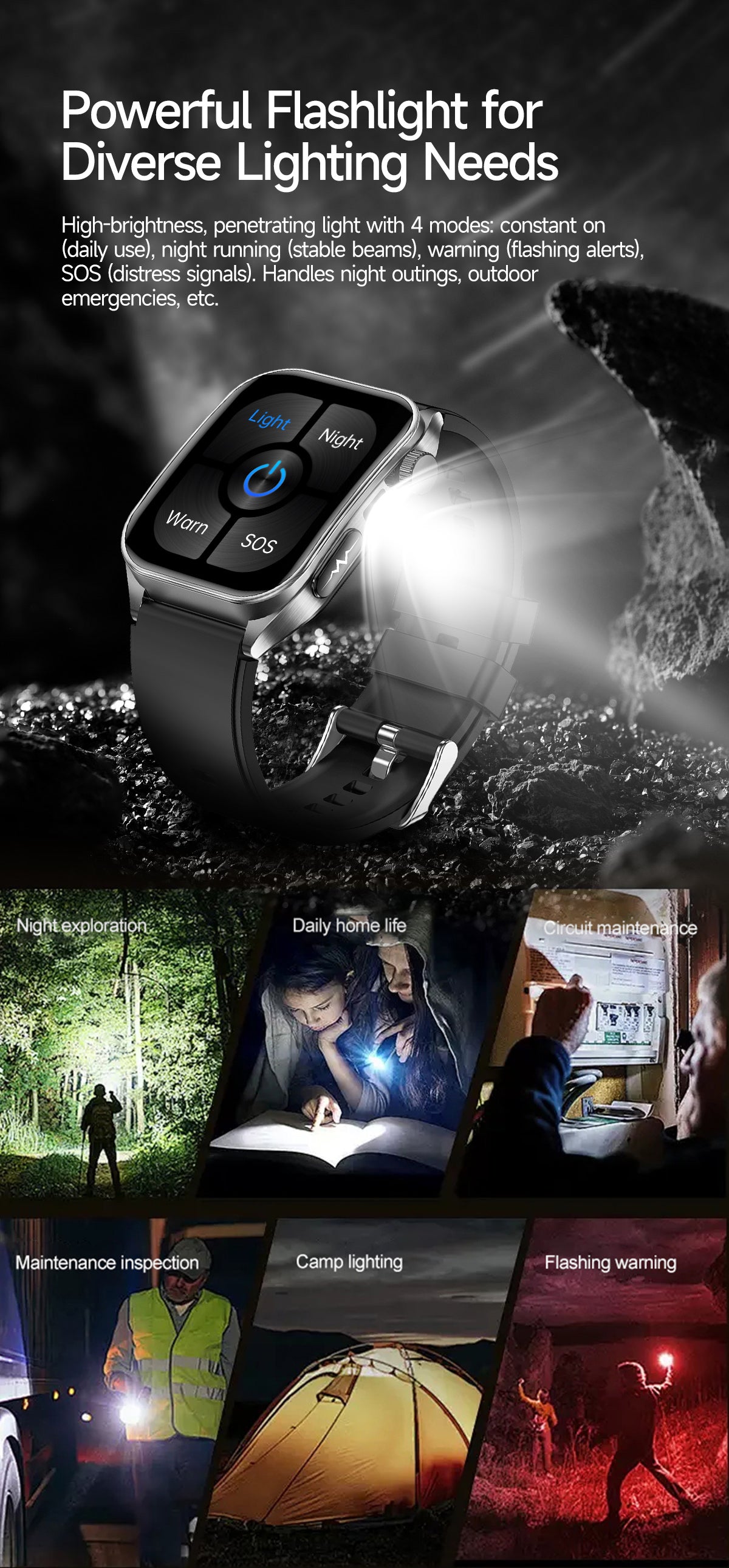 New smartwatch E810 Dual probe laser health therapy function Bluetooth call ECG electrocardiogram blood sugar uric acid blood lipid body temperature blood oxygen sleep monitoring breathing training.