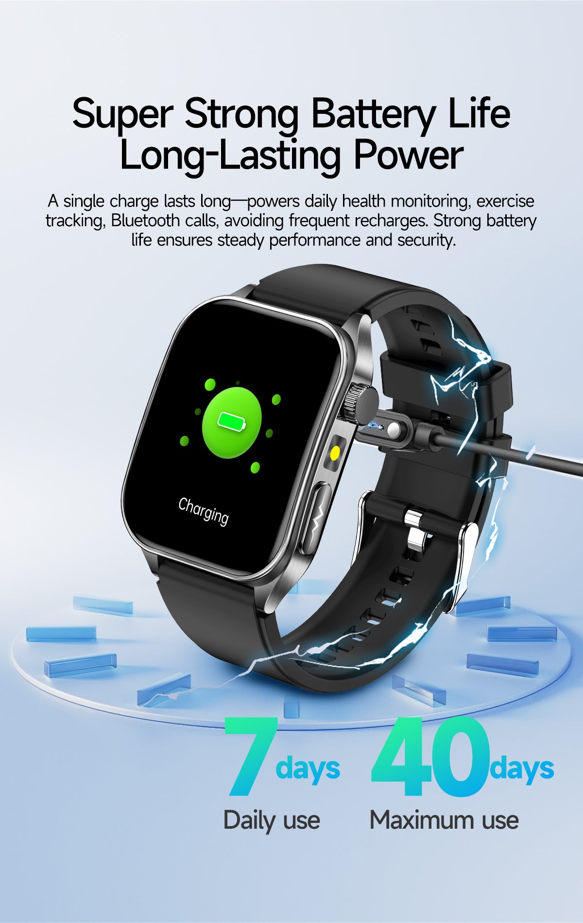 New smartwatch E810 Dual probe laser health therapy function Bluetooth call ECG electrocardiogram blood sugar uric acid blood lipid body temperature blood oxygen sleep monitoring breathing training.