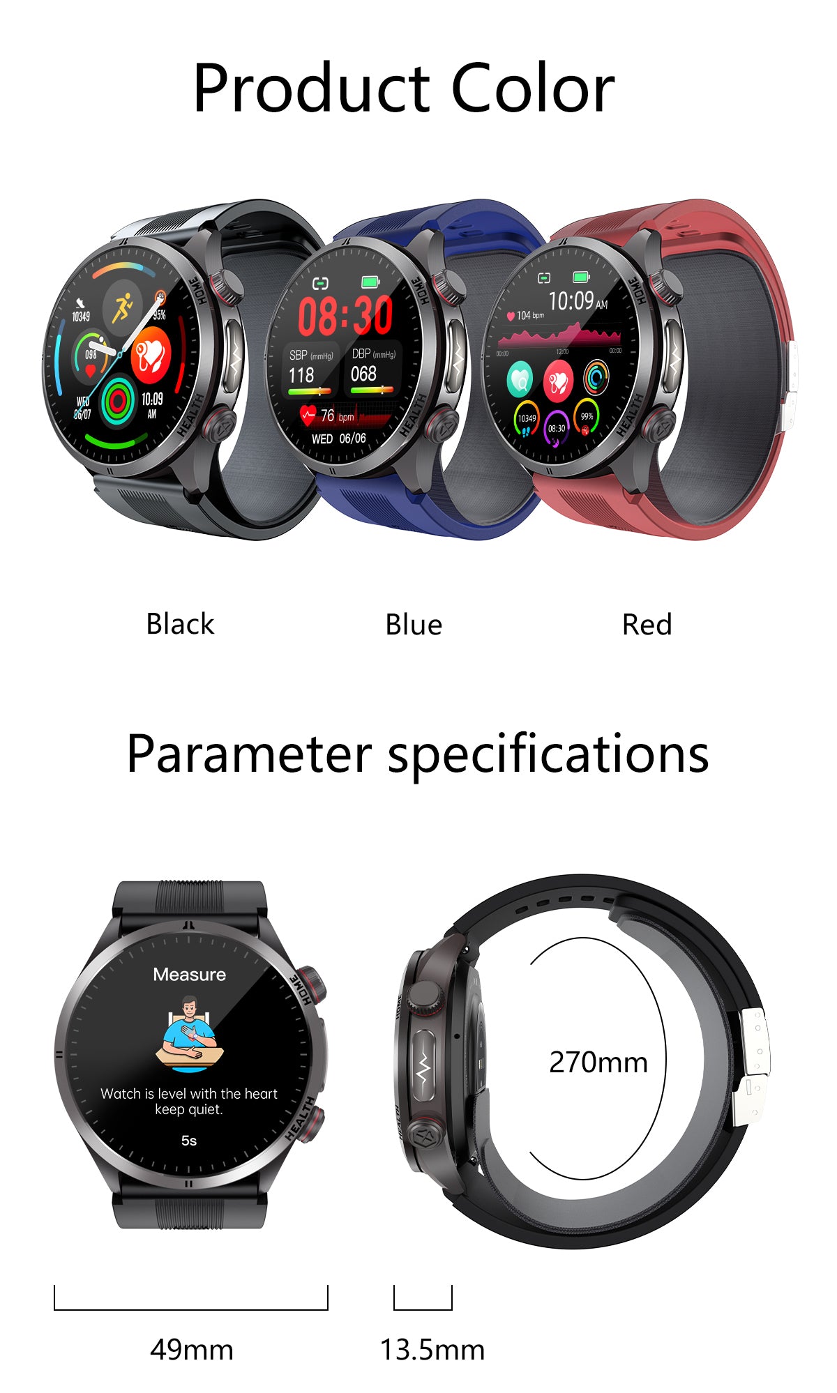 New smartwatch S26 Air pump+airbag true blood pressure accurate test,Bluetooth call,ECG electrocardiogram,blood sugar, uric acid, blood lipid, body temperature, blood oxygen, sleep monitoring, breathing training ECG NFC SOS
