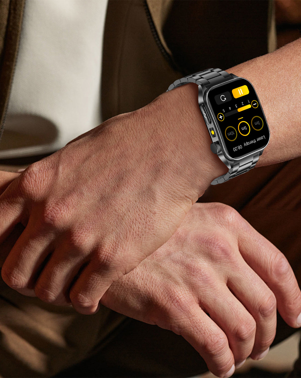 New smartwatch E810 Dual probe laser health therapy function Bluetooth call ECG electrocardiogram blood sugar uric acid blood lipid body temperature blood oxygen sleep monitoring breathing training.