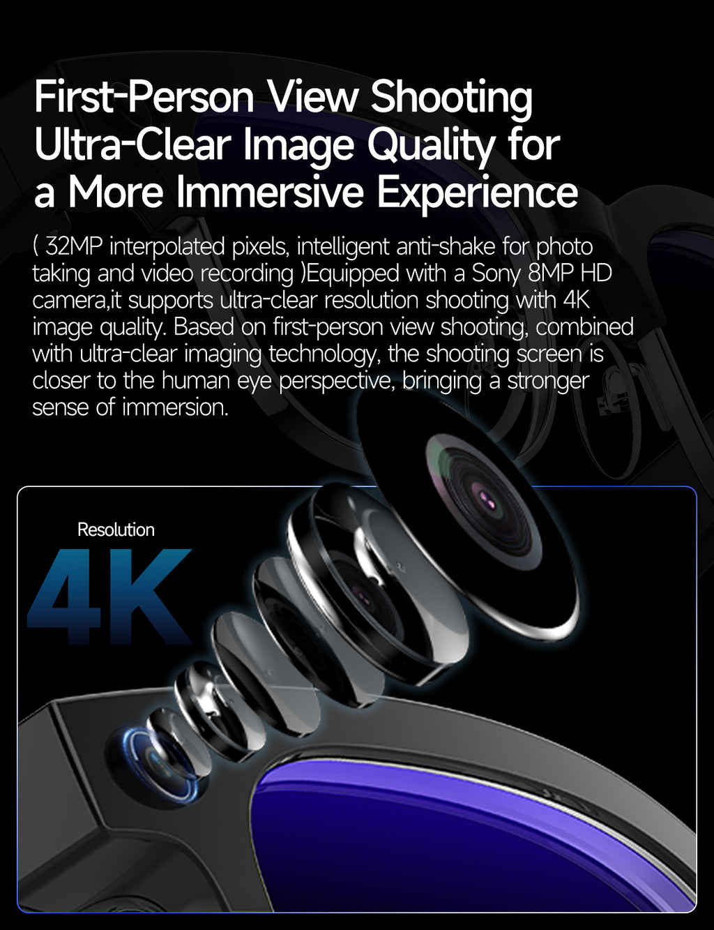 Smart glasses Photography glasses W630 AI translation Wi-Fi slide-to-touch New Fashion Arrivals.