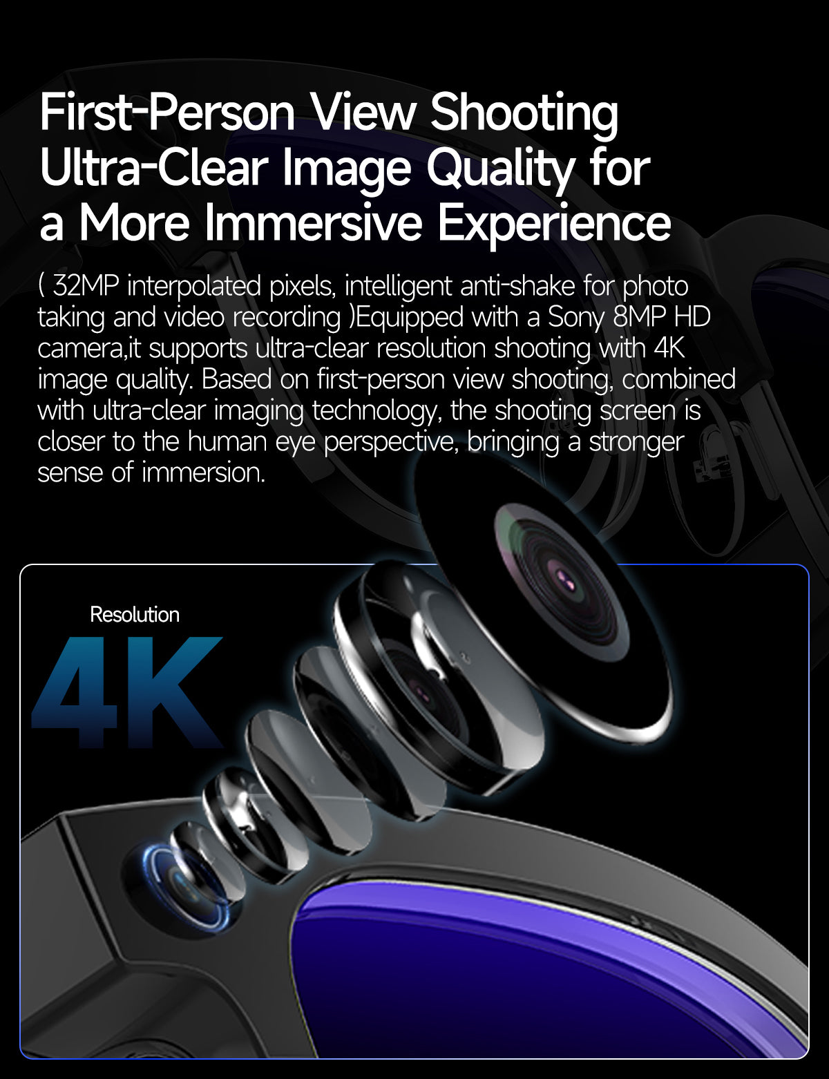 Smart glasses Photography glasses W630 AI translation Wi-Fi slide-to-touch New Fashion Arrivals.