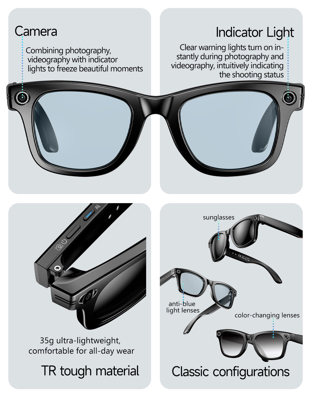 Smart glasses Photography glasses W610 AI translation 8 million pixels Wi-Fi slide-to-touch New Fashion Arrivals.