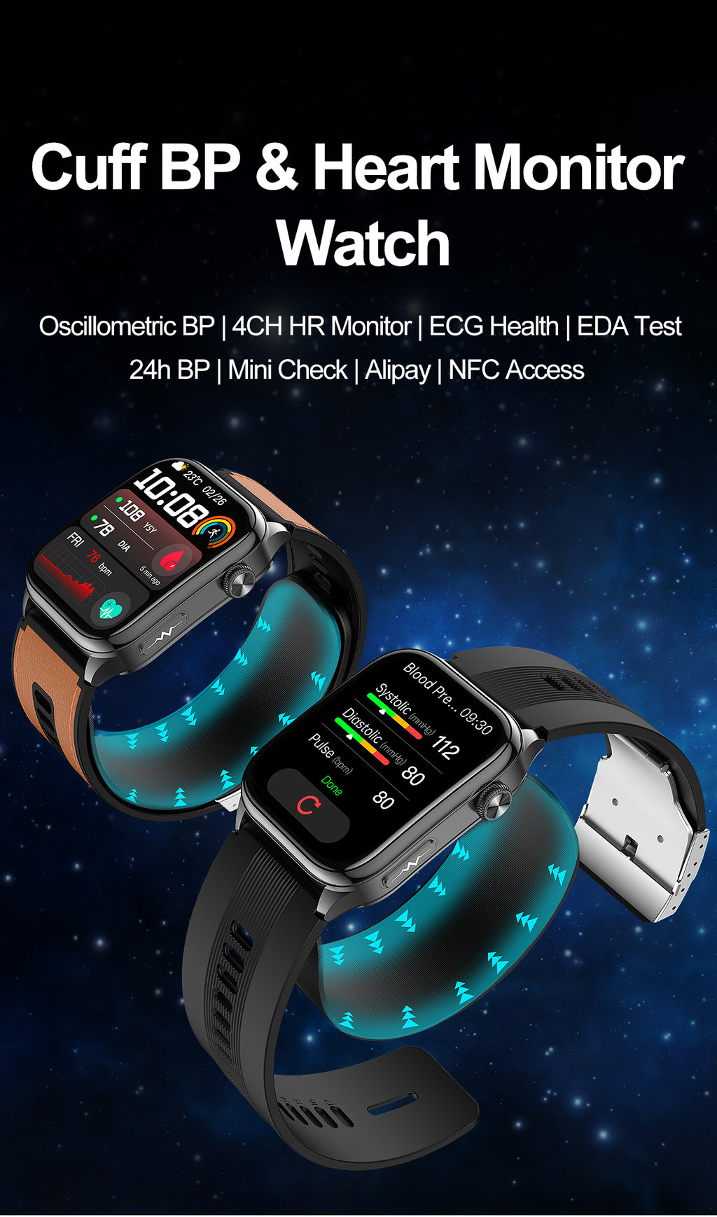 New smartwatch S101 lover's Gift,bluetooth call, health monitoring True blood pressure Air pump Blood glucose NFC ECG SOS