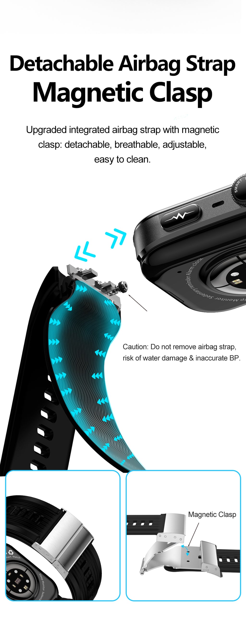 New smartwatch S191 Air pump+airbag type true blood pressure accurate test,Bluetooth call,ECG electrocardiogram,blood sugar, uric acid, blood lipid, body temperature, blood oxygen, sleep monitoring, breathing training.