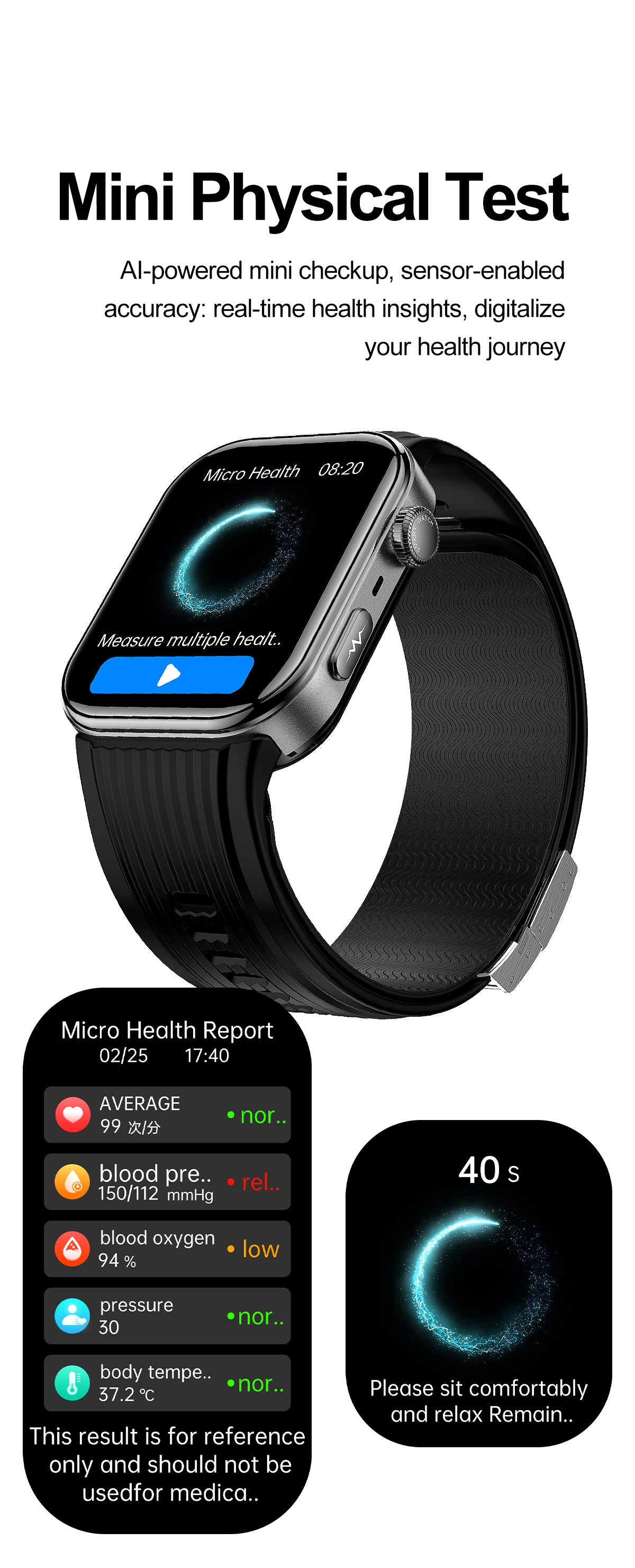 New smartwatch S191 Air pump+airbag type true blood pressure accurate test,Bluetooth call,ECG electrocardiogram,blood sugar, uric acid, blood lipid, body temperature, blood oxygen, sleep monitoring, breathing training.